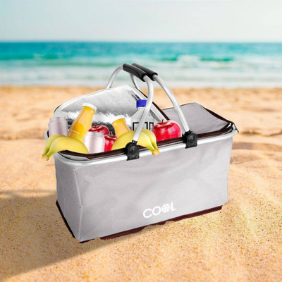 Shportë termike Cool Picnic Basket 35L, palosme, me izolim alumini, gri