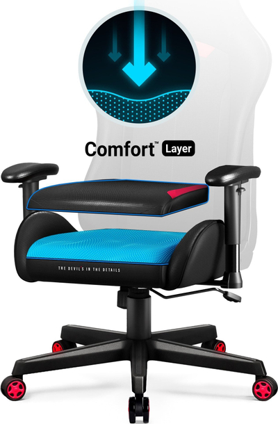 Гејминг стол Diablo Chairs X-ST4RTER, механизам за прилагодување, црно црвена