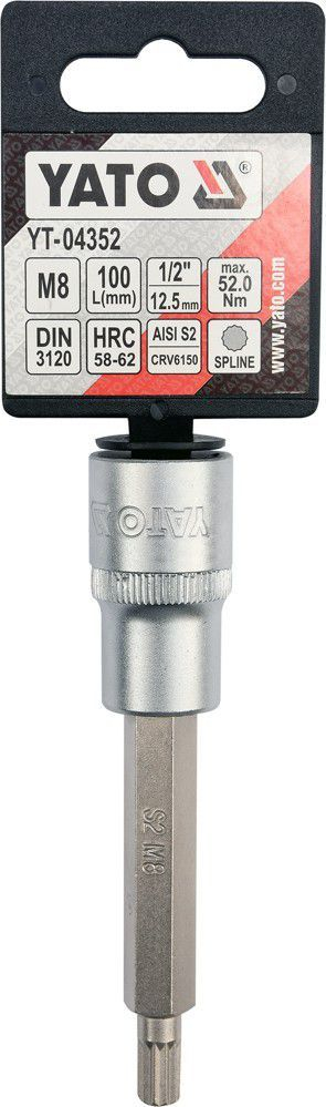 Nasadka trzpieniowa Spline 1/2" M8 x 100mm dluga (YT-04352)