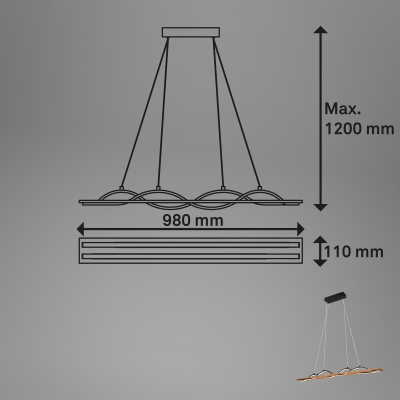 Ndriçues Briloner LED 29W, 3200 lm, 3000K, 98×11×120cm, i zi/kafe