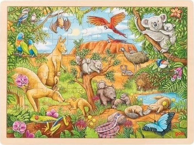 Lodër puzzle Goki Australian Animals, 96 elemente