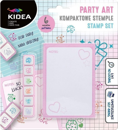 Set vulash feste Derform KIDEA Timbro Compact Party Stamp, 6 ngjyra