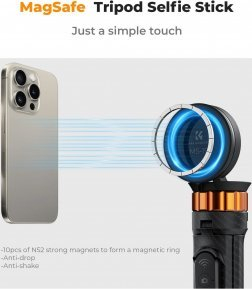 Shkop selfie tripod K&amp;F Concept 63", magnetik, me telekomandë wireless, i zi