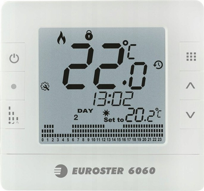 Termostat wireless Euroster E6060Txrx, program javor, ekran LCD