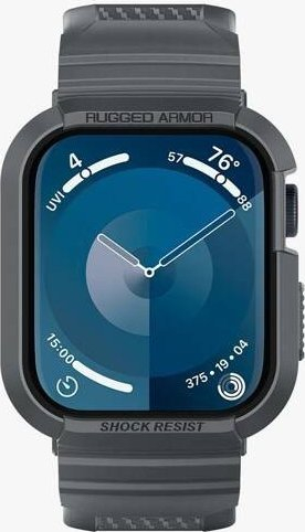 Kornizë me rrip Spigen Rugged Armor Pro për Apple Watch 44mm 45mm, seri 4 gjer në 9, gri e errët