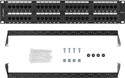 Patch panel rrjeti Lanberg PPU6-2048-B, 24 porta, rack 19", i zi