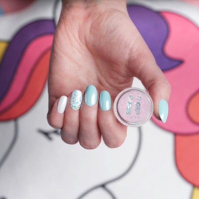 Hi Hybrid Glam Silver Nail Powder, 0.6 g