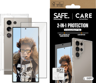 Set mbrojtës CARE by PanzerGlass Fashion, 2 në 1, për Samsung Galaxy S25 Ultra, transparent
