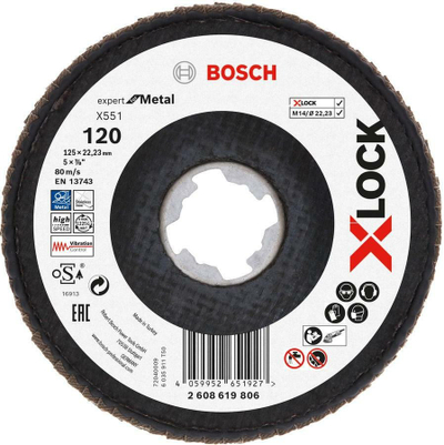 Disk abraziv Bosch X551 2608619806, 125mm, vrimë 22.23mm, kafe