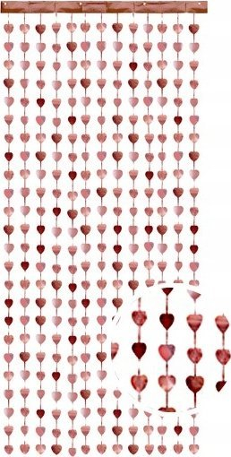 Perde dekorative Heart Curtain, 100x245cm, me zemra, roze gold