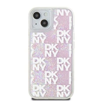 Futrollë telefoni DKNY Liquid Glitter me katrorë, për iPhone 15, plastikë, rozë