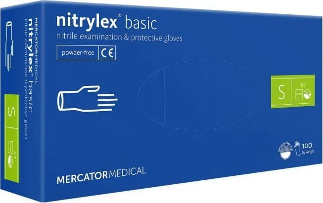 Doreza nitrili Nitrylex Basic Blue, pa pudër, madhësia S, blu, 100 copë