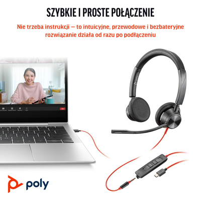 Kufje HP Poly Blackwire 3325 Stereo, USB C, Microsoft Teams Certified, të zeza