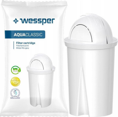 Bokall filtrues uji Wessper AquaClassic Crystalline WES202, 2.5L, qelq, i bardhë