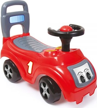 Makinë lodër ride on Dolu Sit n Ride Car, me dorezë shtytëse, me sedilje me hapësirë ruajtjeje, e kuqe