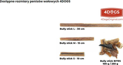 Жвакачка стапче за кучиња 4DOGS Bully Stick S, јунешко, 10 cm, природно