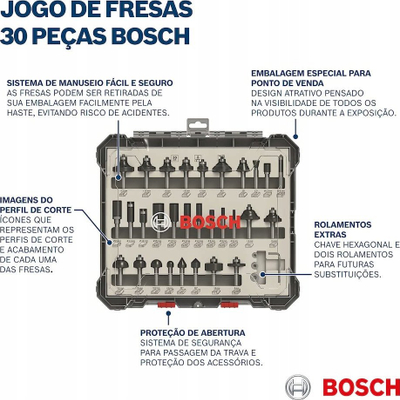 Set frezash Bosch DIY 2607017476 PRO, 30 copa, për dru, në kuti plastike