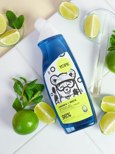 Xhel natyral Yope Lime & Mint për heqjen e grimit, 750 ml