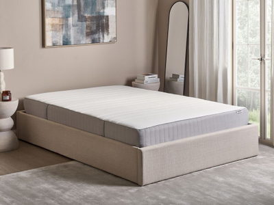 Dyshek dopio Beliani Happiness 140x200, memory foam, i bardhë me gri