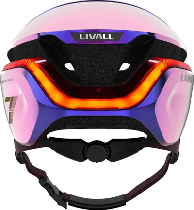 Helmetë biçiklete e zgjuar Livall EVO21, me LED, IPX5, vjollcë metalike