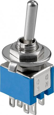 Çelës levë Wentronic Goobay Subminiature 10015, 2x kontakt ndërrues, 6 pinë, strehë blu