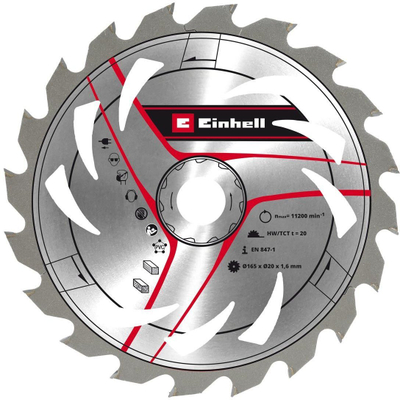 Teh rrethor Einhell Thin Kerf TCT 165mm, 24 dhëmbë, 20mm