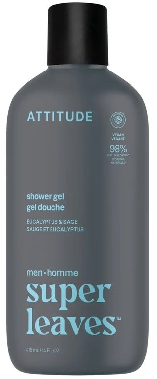 Xhel dushi ATTITUDE Super Leaves, për meshkuj, eukalipt dhe sherebelë, 415ml