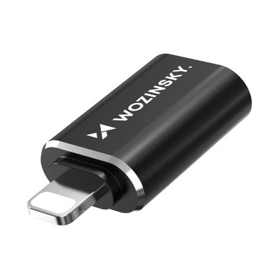 Adapter OTG Wozinsky WALA-01, Lightning në USB-A, për iPhone dhe iPad, i zi