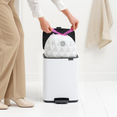 Kosh plehrash Brabantia Pedal Bin, 12L, drejtkëndor, i bardhë