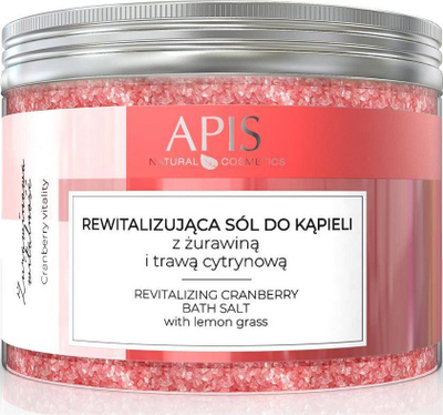 Kripë banje Apis Natural Cosmetics Cranberry Vitality, me minerale Deti i Vdekur, boronicë e kuqe, 650g
