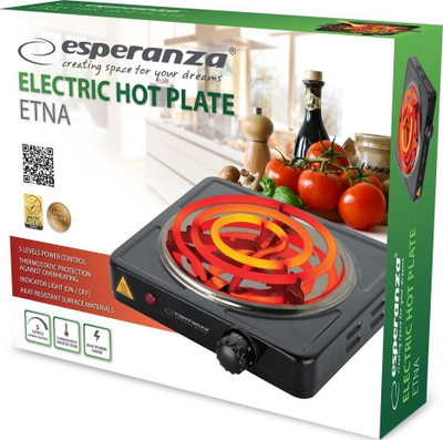 Plitë elektrike portabile Esperanza ETNA EKH012K, 1000W, 1 vend gatimi, e zezë