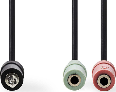 Adapter audio 3.5mm për kufje dhe mikrofon, ndarës, ngjyrë e zezë