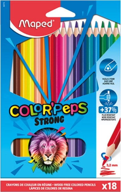 Lapsa me ngjyra Maped ColorPeps Strong, 18 copë, formë trekëndore, trashësi 3.2 mm