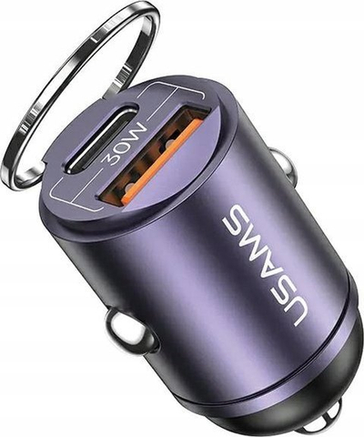 Karikues veture Usams C38, 30W PD QC, USB A USB C, vjollcë