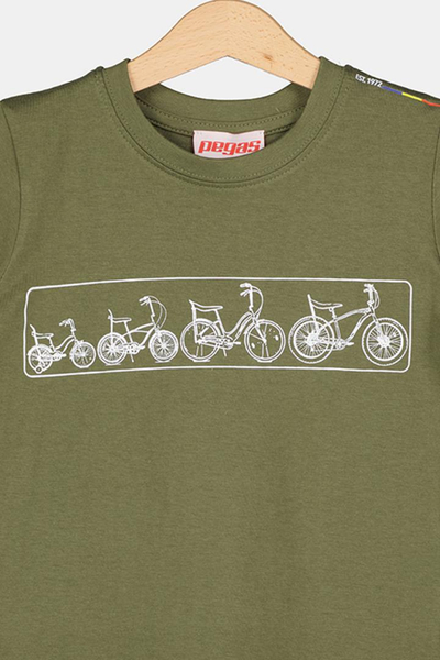 Bluzë fëmijësh Multibike Pegas, mosha 10 vjeç, khaki