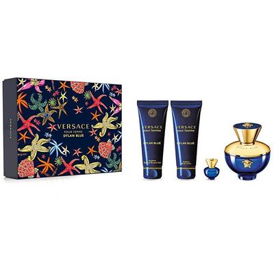 Set Versace Pour Femme Dylan Blue, Eau de Parfum 100 ml + losion trupi 100 ml + xhel dushi 100 ml + Eau de Parfum 5 ml