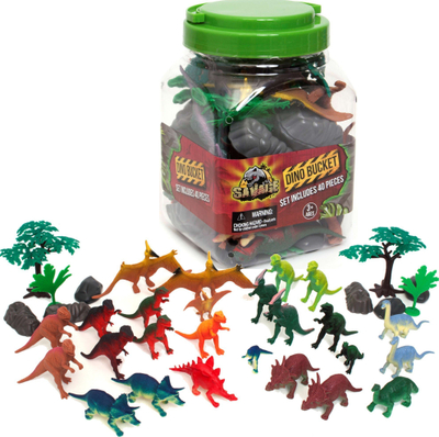 Set lodrash Adventure Force Dino Bucket, 40 copë, dinosaurë plastikë, shumëngjyrësh