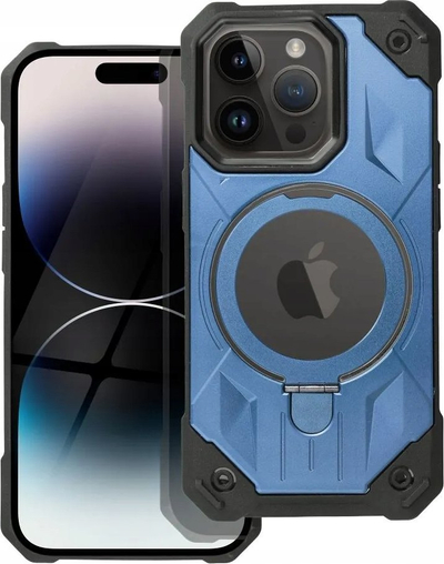 Këllëf Armor për iPhone 15 Pro Max, me MagSafe, me stand, blu