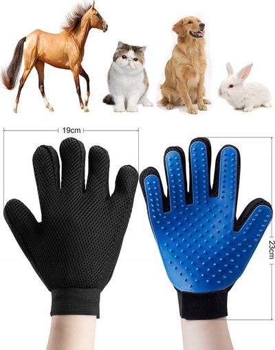 Dorezë-furçë për qime qeni edhe mace, silikoni, mbyllje me shirit ngjitës, blu