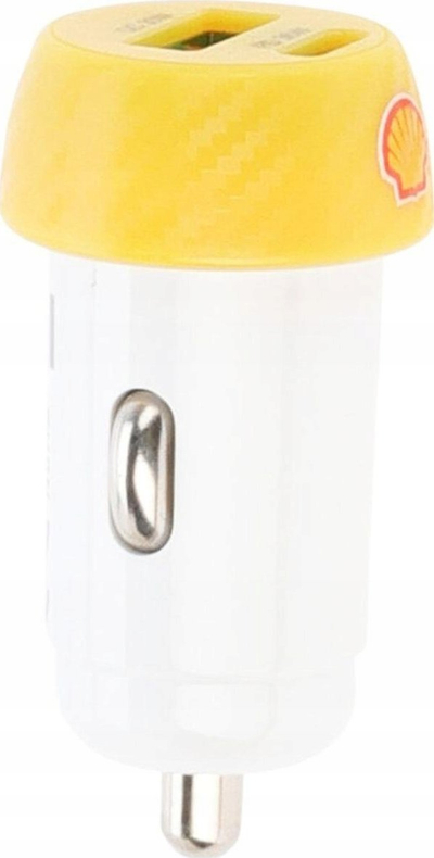 Полнач за автомобил Shell, 2x USB PD QC, бело и жолто