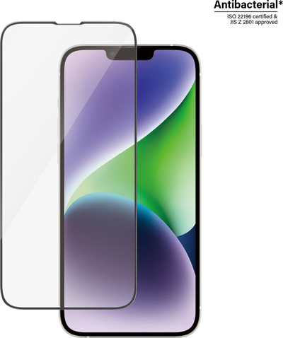 Xham mbrojtës PanzerGlass Ultra-Wide Fit për iPhone 14 Plus 13 Pro Max, antibakterial, kornizë e zezë