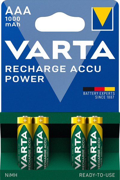 Bateri të karikueshme Varta Rechargeable Accu, AAA R03, 1000mAh, paketë 4 copë