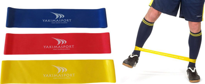 Shirita elastikë fitness Yakimasport 100114, set 3 copë, të verdhë të kuqe blu