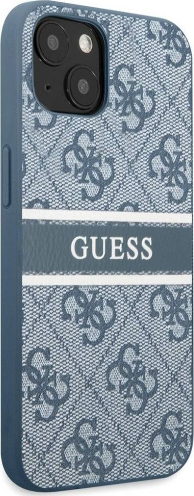 Заштитна маска за телефон Guess 4G Printed Stripe за iPhone 13 Mini, флексибилна, со дизајн на лого, сина