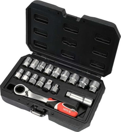 Set çelësa Through Spline, 1/2" 3/8", 17 pjesë, argjendtë