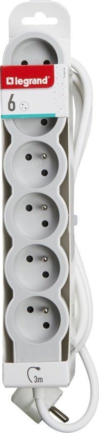 Zgjatës Legrand 049494, 6 dalje, kabllo 3m, i bardhë gri