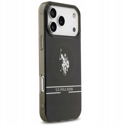 Futrollë MagSafe U.S. Polo DH Bottom Stripe Logo për iPhone 17 Pro Max, plastike, i zi