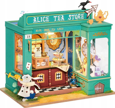 Shtëpizë miniaturë DIY Rolife ROEDG156 Alice's Tea Store, me dritë LED, 20 x 13.8 x 22 cm, shumëngjyrëshe