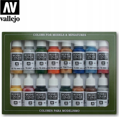 Set boje akrilike Vallejo Model Color Val70101, 16 copë, Folkstone Basics