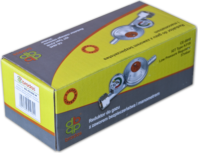 Rregullator i gazit Bradas, 37mbar, 1.5kg, i bardhë